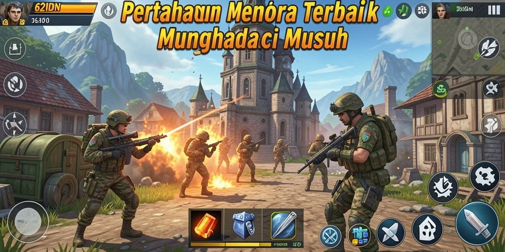 Screenshot utama 62IDN menampilkan aksi intens gameplay Tower Defense.