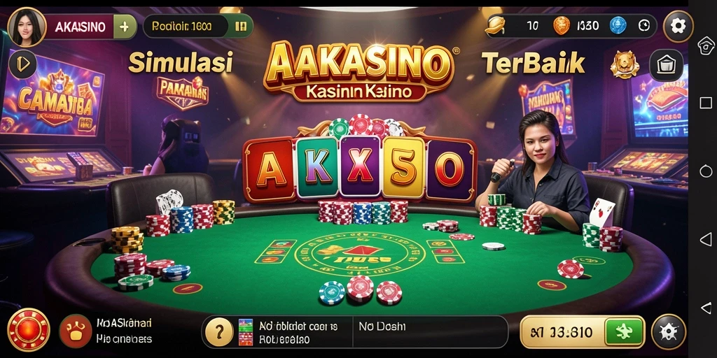 Gameplay AAKASINO menampilkan suasana kasino yang menegangkan dan seru.