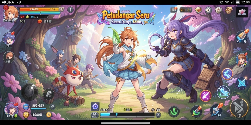 Tampilan gameplay AKURAT79 yang menampilkan pertarungan karakter anime.