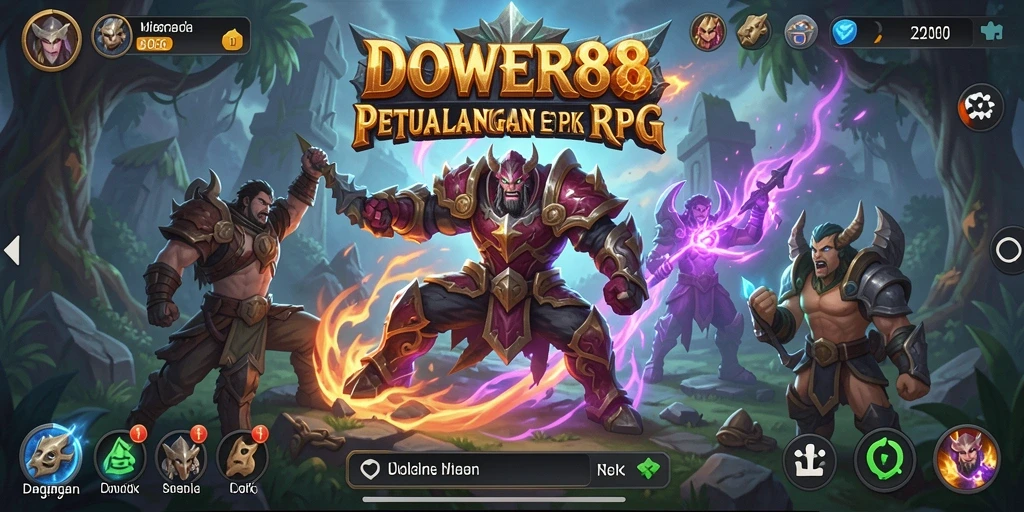 Screenshot DOWER88 menunjukkan aksi seru dalam pertarungan RPG.