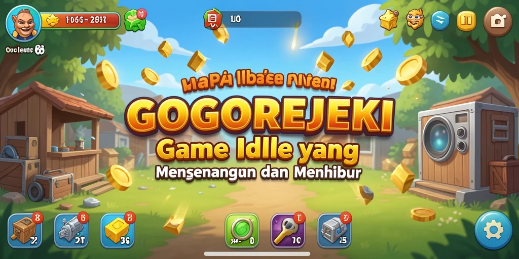 Tampilan gameplay GOGOREJEKI dengan sumber daya yang terus berkembang.