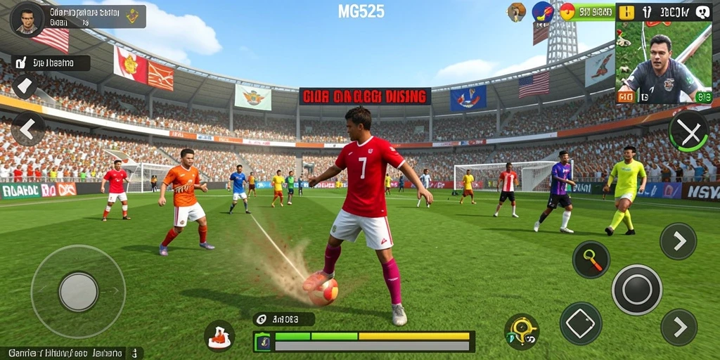 Tangkapan layar dari gameplay MG525 yang menampilkan aksi olahraga yang intens.