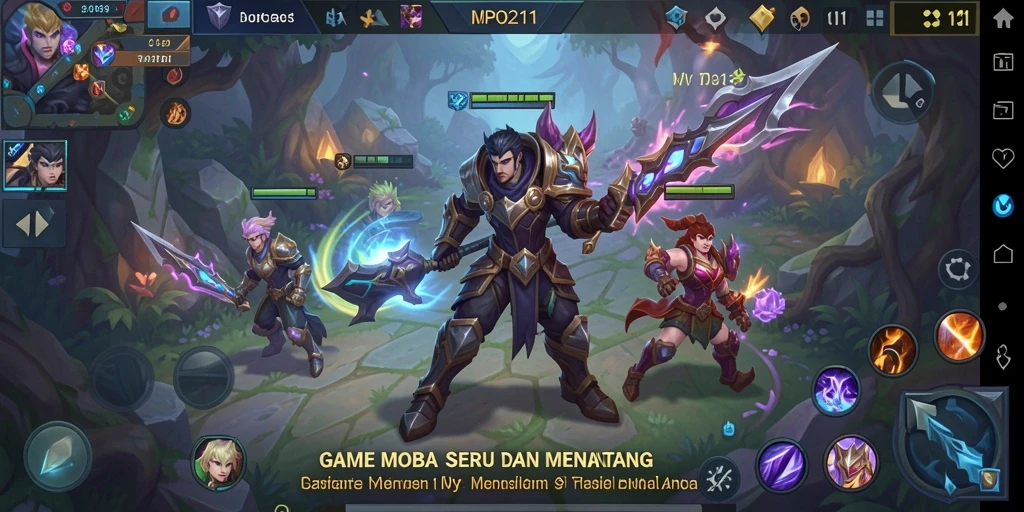 Gameplay seru dalam pertempuran MOBA yang intens.